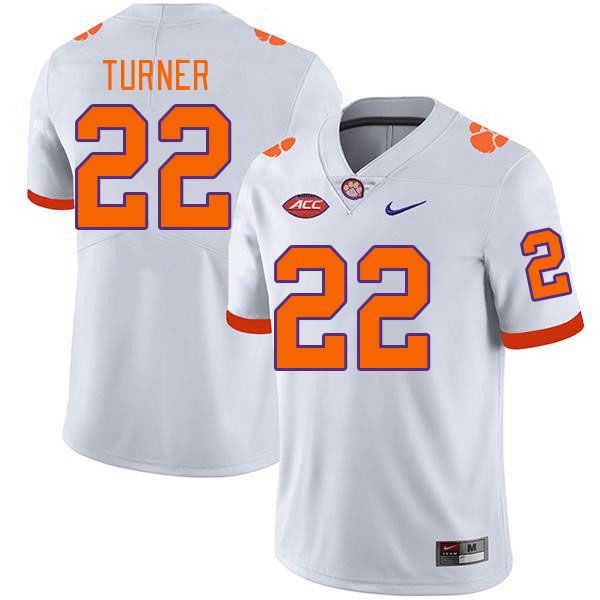 Men's Clemson Tigers Cole Turner #22 College White NCAA Authentic Football Stitched Jersey 23UG30WL